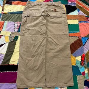 Carhartt Leather Logo Darker Tan Carpenter Workwear Pants 34Wx29L